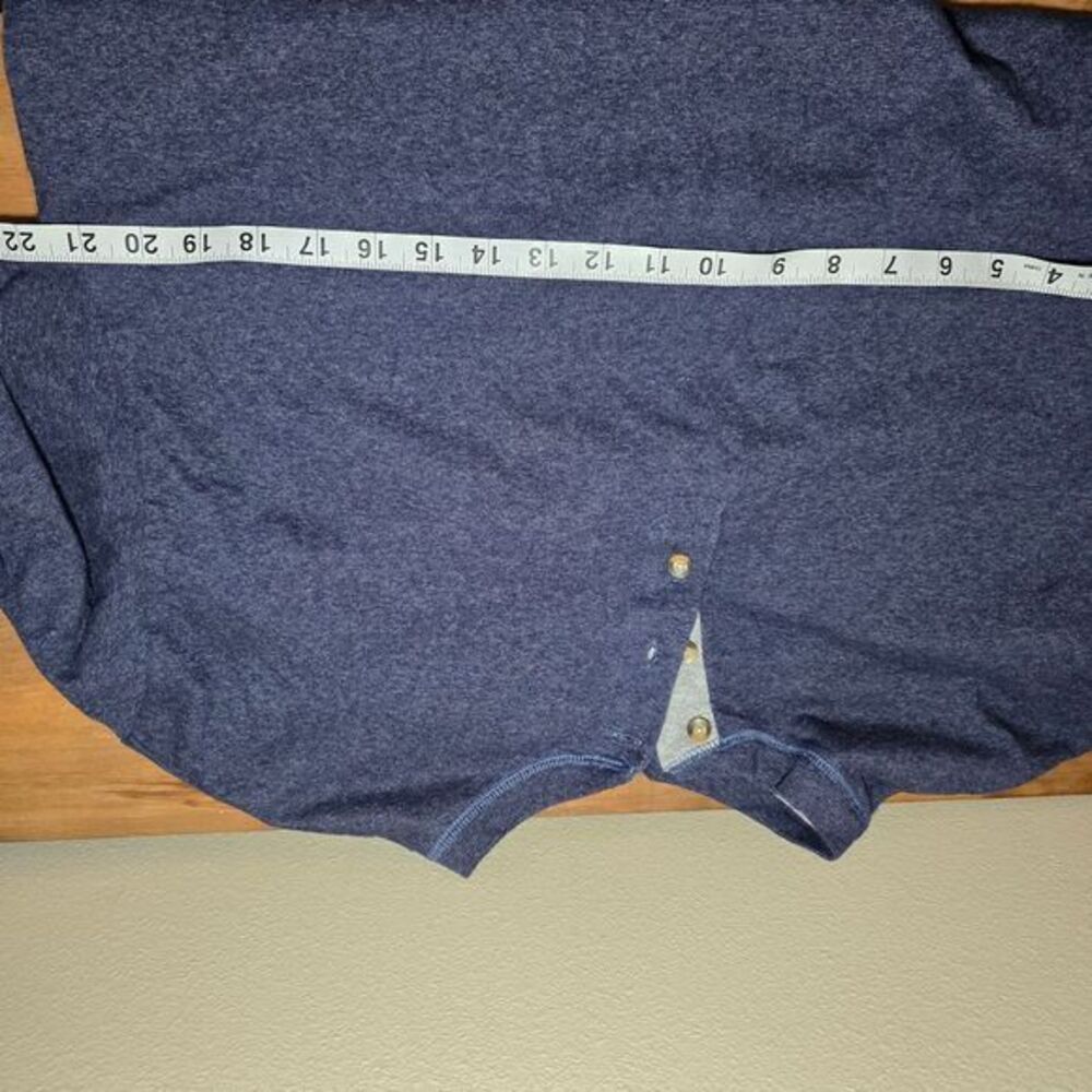 Hanes Men's Long Sleeve Beefy Henley Shirt - Heather Navy- size XL‎ - Picture 8 of 11